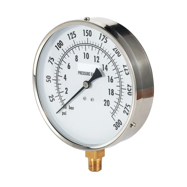 Fire Sprinkler Pressure Gauge 100 mm 300 psi 20 bar Dual Range